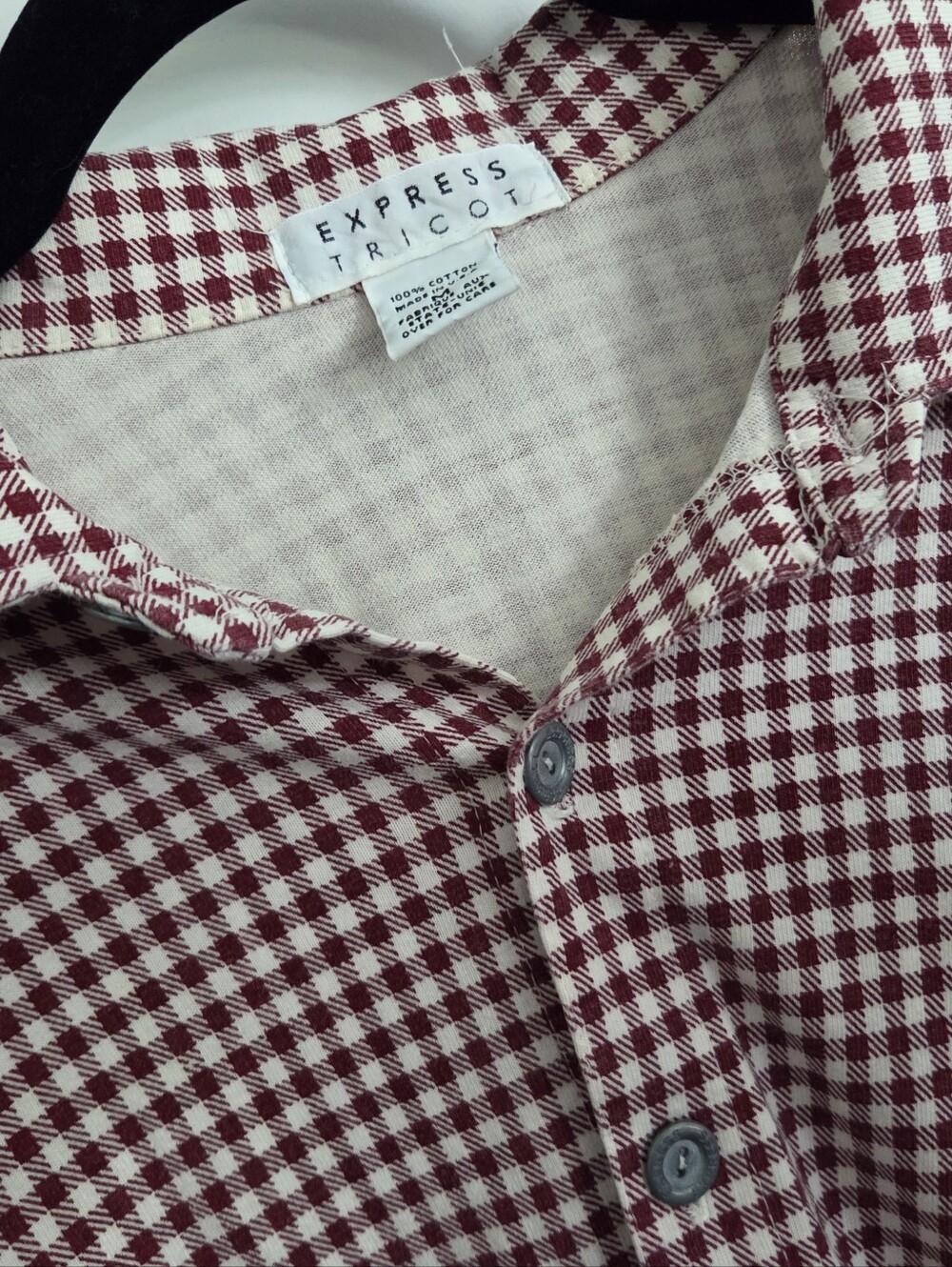 Vintage Burgundy Gingham Sleeveless Shirt - Picture 13 of 16
